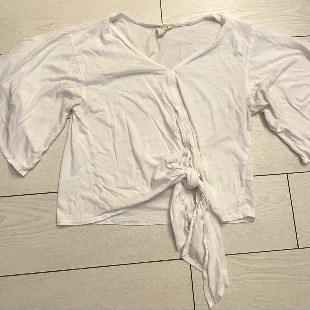 harper white short sleeve shirt with front tie size XS